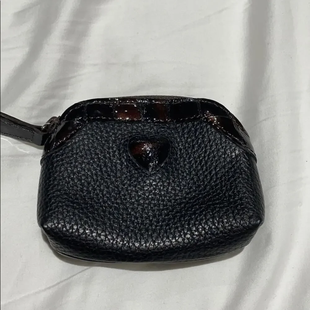 Brighton leather wristlet euc brown black